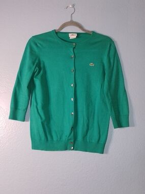 Lacoste Women’s Emerald Green Button-Front Cardigan